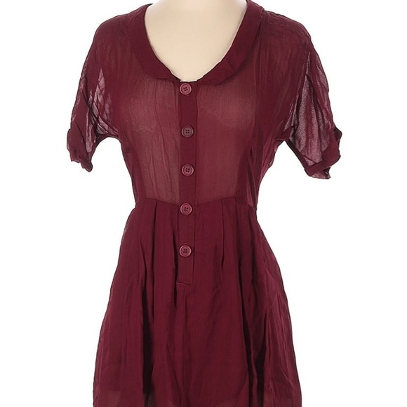 Reformation Pants - Reformation Deep Red Sheer Romper